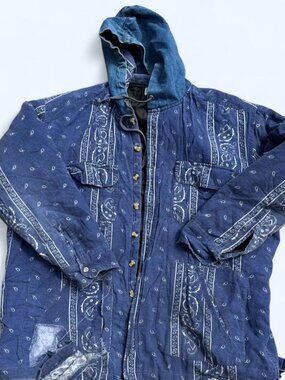 Vintage Bandana Paisley Print Hooded Jacket Men's XL